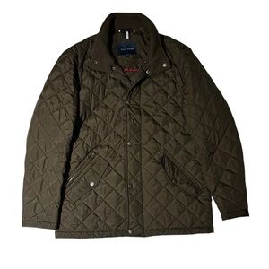 Cole Haan Olive Quilted Diamond-Pattern Puffer Jacket